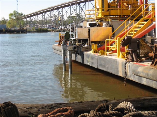 Mounted on the "Dixie Diver" barge